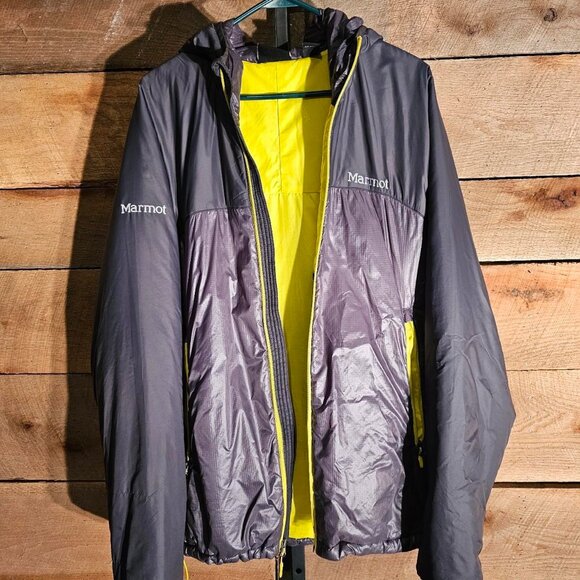 Marmot Men's XL Jacket Yellow and Grey Super Light $78 Plus Shipping